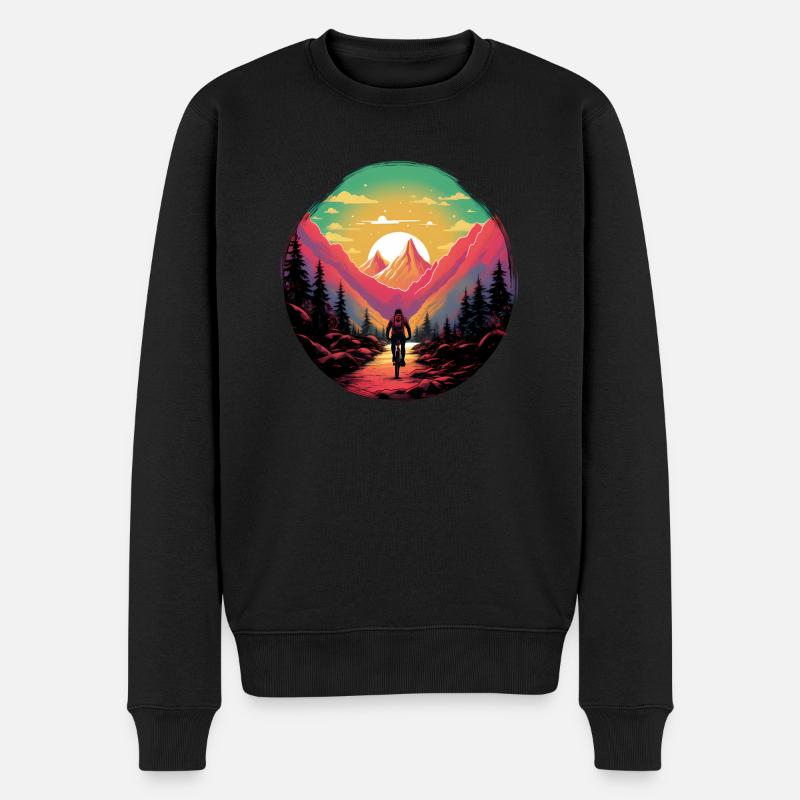 Radfahren in der Natur - Männer Premium Bio Pullover - Schwarz