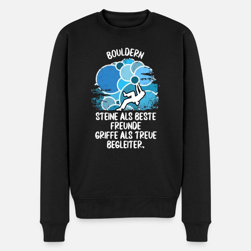 Vintage Bouldern Boulderer Klettern Kletterer - Männer Premium Bio Pullover - Schwarz