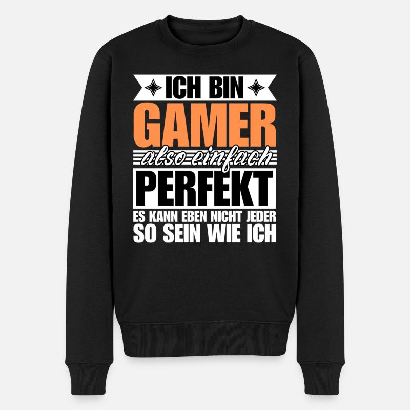 Perfekter Gamer - Männer Premium Bio Pullover - Schwarz