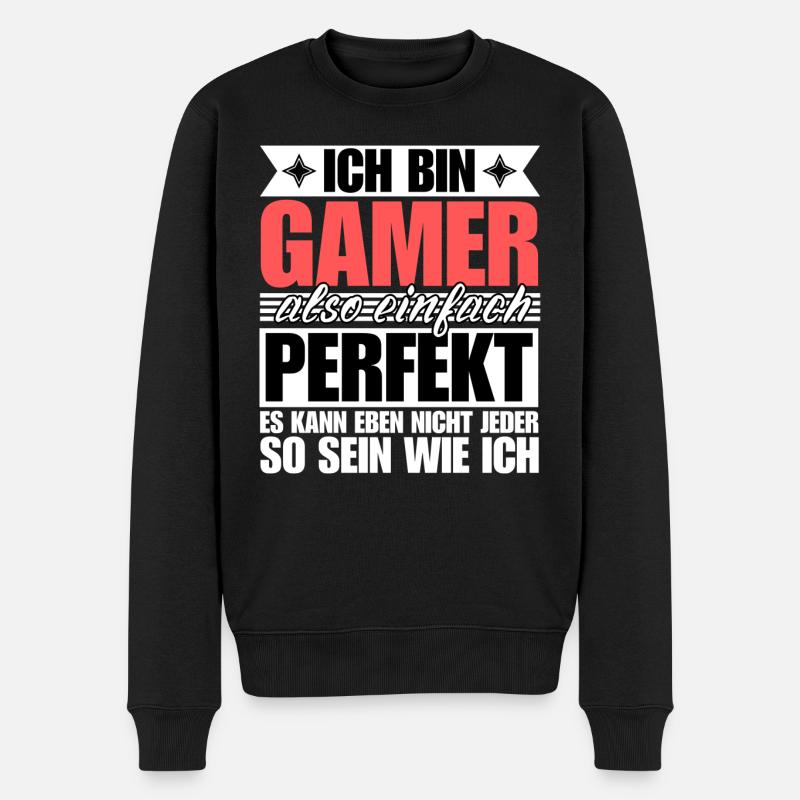 Perfekter Gamer - Männer Premium Bio Pullover - Schwarz