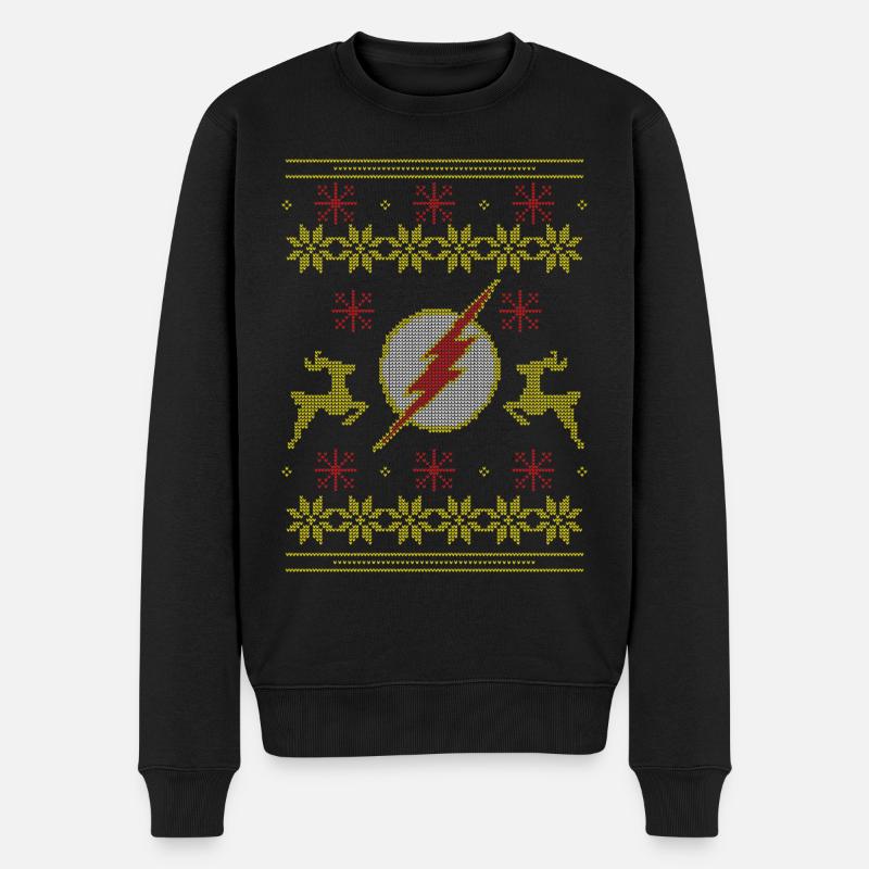 Justice League The Flash Logo Ugly Christmas - Männer Premium Bio Pullover - Schwarz