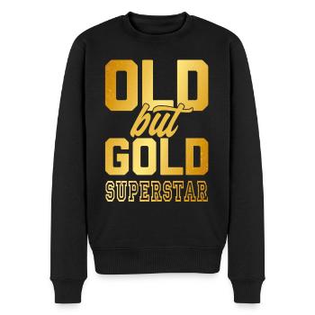 Old but Gold Superstar in goldener Schrift - Männer Premium Bio Pullover - Schwarz - Vorne - Nico (187cm)