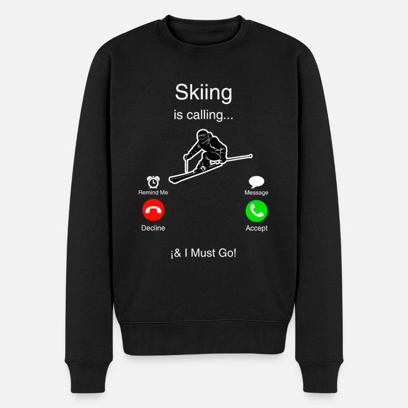 Ski ruft mich an und ich muss gehen - Männer Premium Bio Pullover - Schwarz