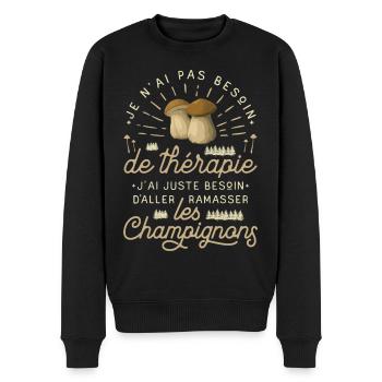 Champignon Cueillette Ramasseur De Champignons - Pull Premium bio Homme - noir - Devant - Nico (187cm)