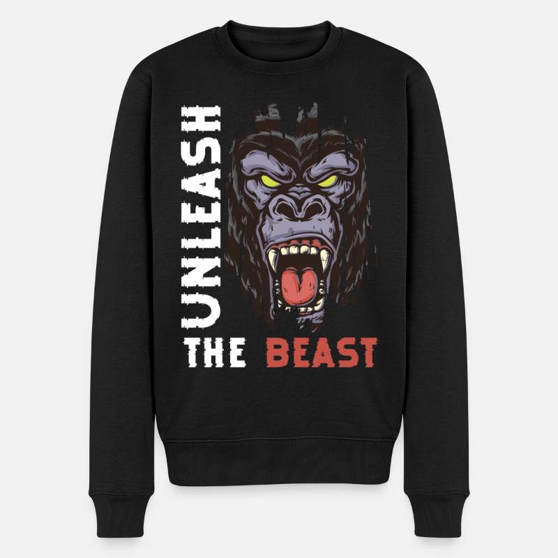 Monkey Primat Schimpanse - Männer Premium Bio Pullover - Schwarz