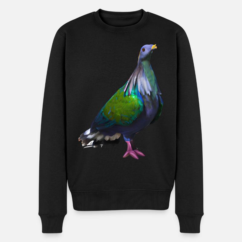 Kragentaube Illustration - Männer Premium Bio Pullover - Schwarz