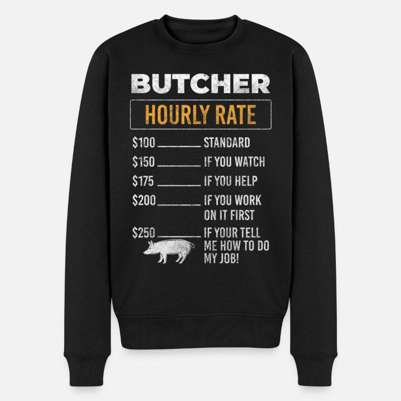 Travaux de grillades de boucherie - Pull Premium bio Homme - noir