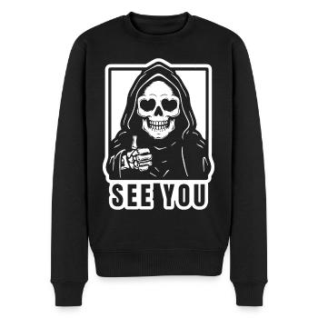 Drôle de Faucheuse « See You » - Pull Premium bio Homme - noir - Devant - Nico (187cm)