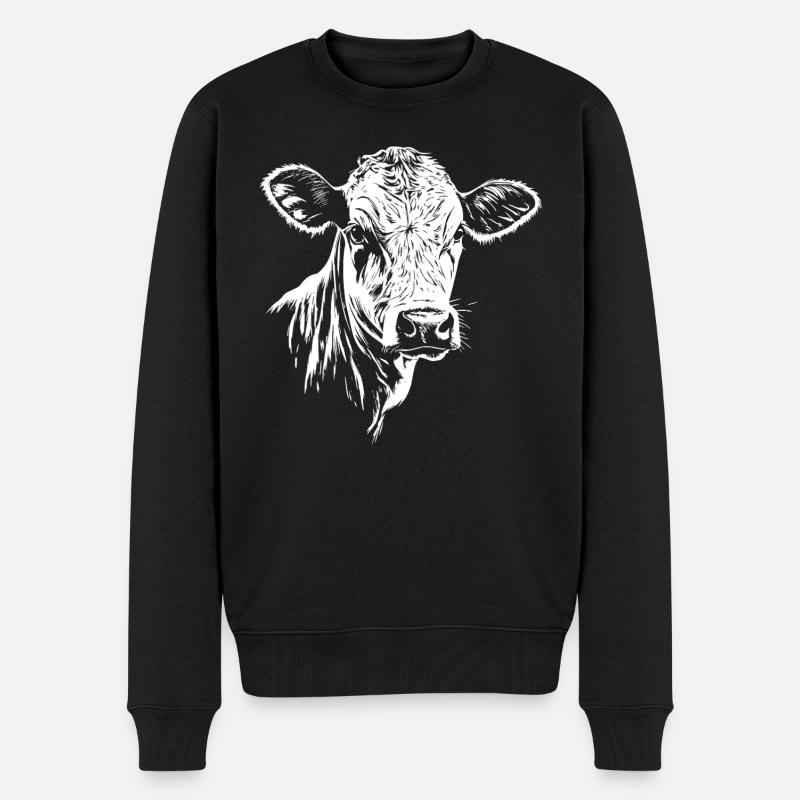 Kuh Graphic - Männer Premium Bio Pullover - Schwarz