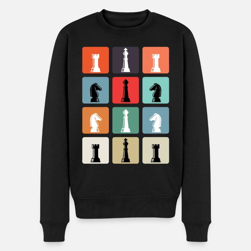 Schachfiguren Vintage - Männer Premium Bio Pullover - Schwarz