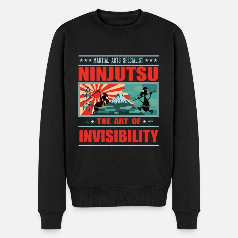 Das lustige Ninjtusu T-Shirt - Ninja, Japan Design - Männer Premium Bio Pullover - Schwarz