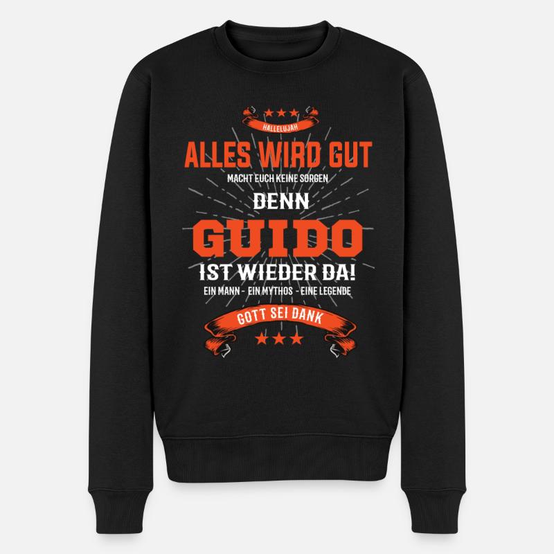 Alles wird gut denn Guido Ist da T-Shirt - Männer Premium Bio Pullover - Schwarz