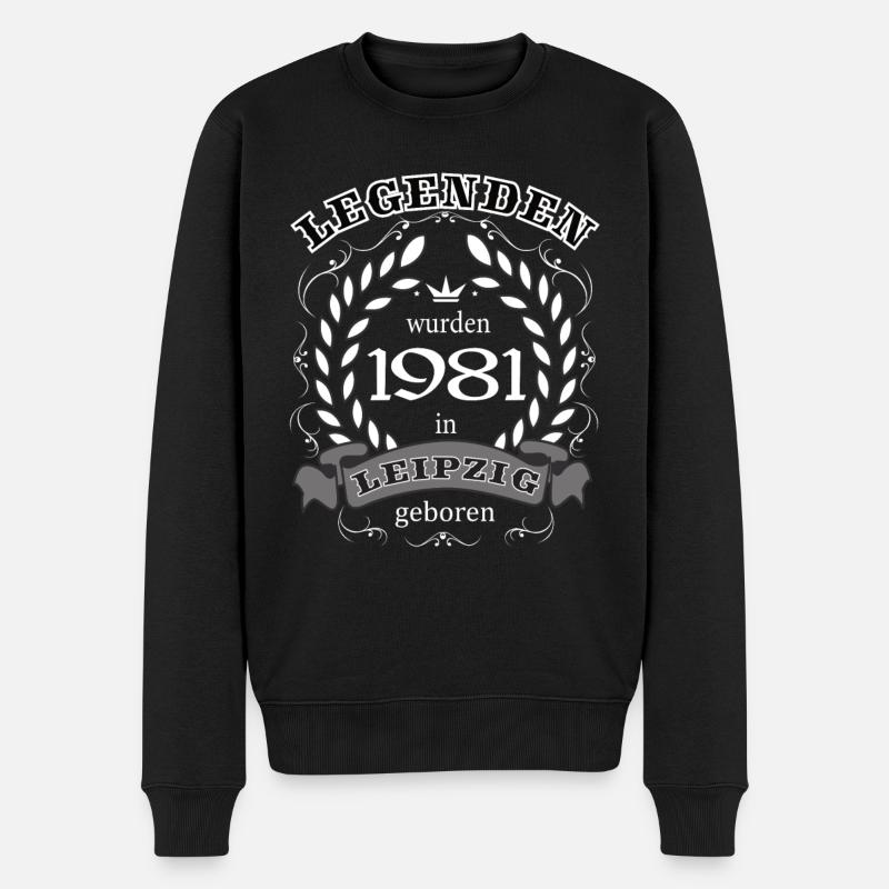 Legenden wurden 1981 in Leipzig geboren - Männer Premium Bio Pullover - Schwarz