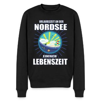 Urlaubszeit an der Nordsee, einfach Lebenszeit - Männer Premium Bio Pullover - Schwarz - Vorne - Nico (187cm)