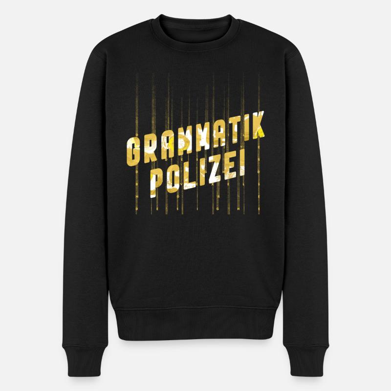 Grammatik-Polizei - Männer Premium Bio Pullover - Schwarz