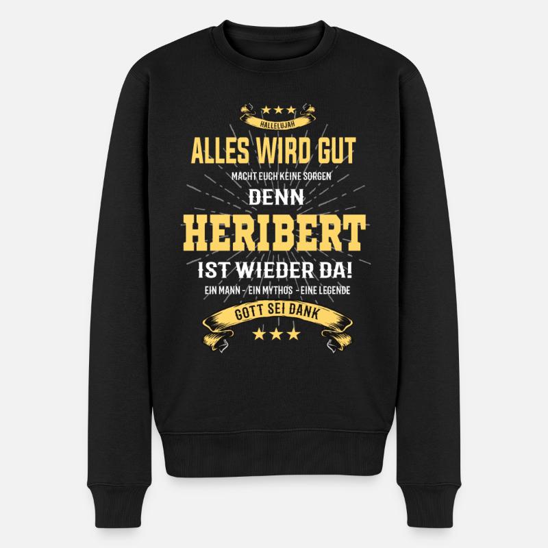 alles wird gut denn Heribert Ist da T-Shirt - Männer Premium Bio Pullover - Schwarz