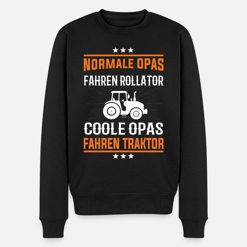Coole Opas fahren Traktor Design - Männer Premium Bio Pullover - Schwarz