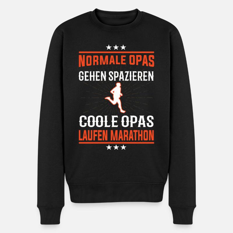 Coole Opas laufen Marathon - Männer Premium Bio Pullover - Schwarz