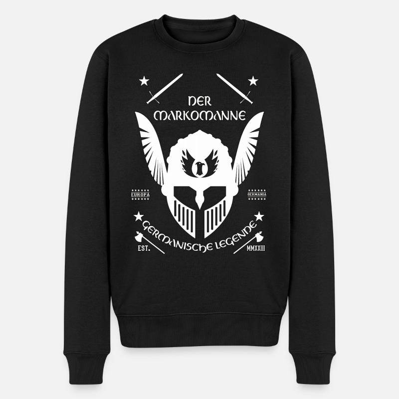 Der Markomanne eine germanische Legende - Männer Premium Bio Pullover - Schwarz