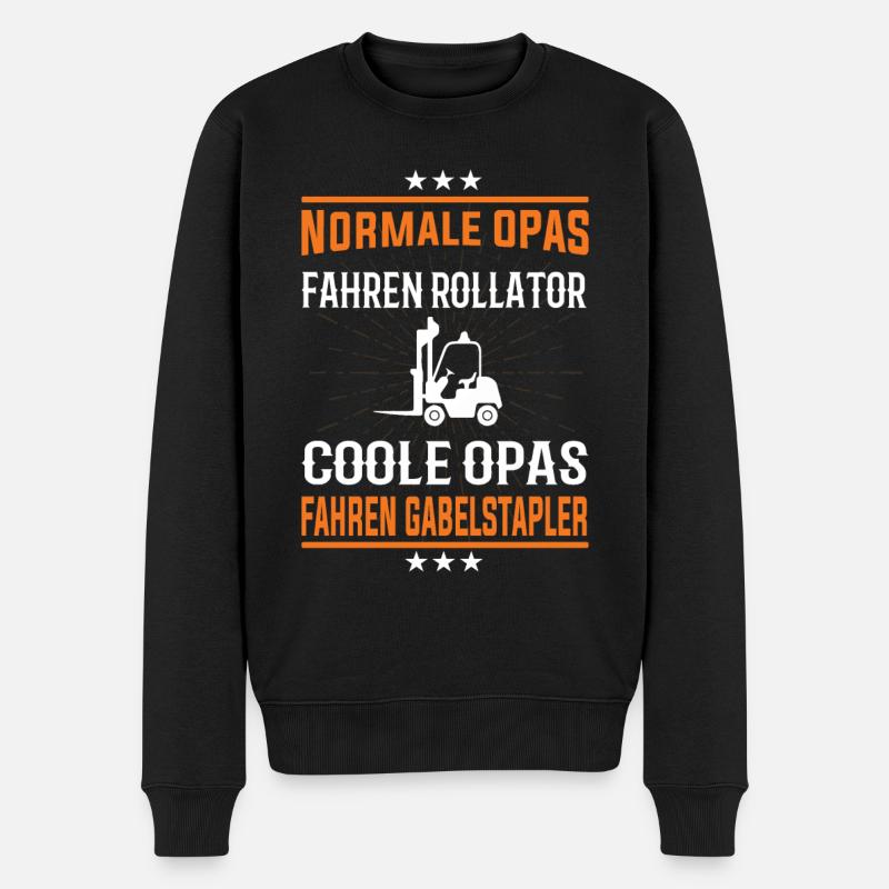 Coole Opas fahren Gabelstapler Design - Männer Premium Bio Pullover - Schwarz