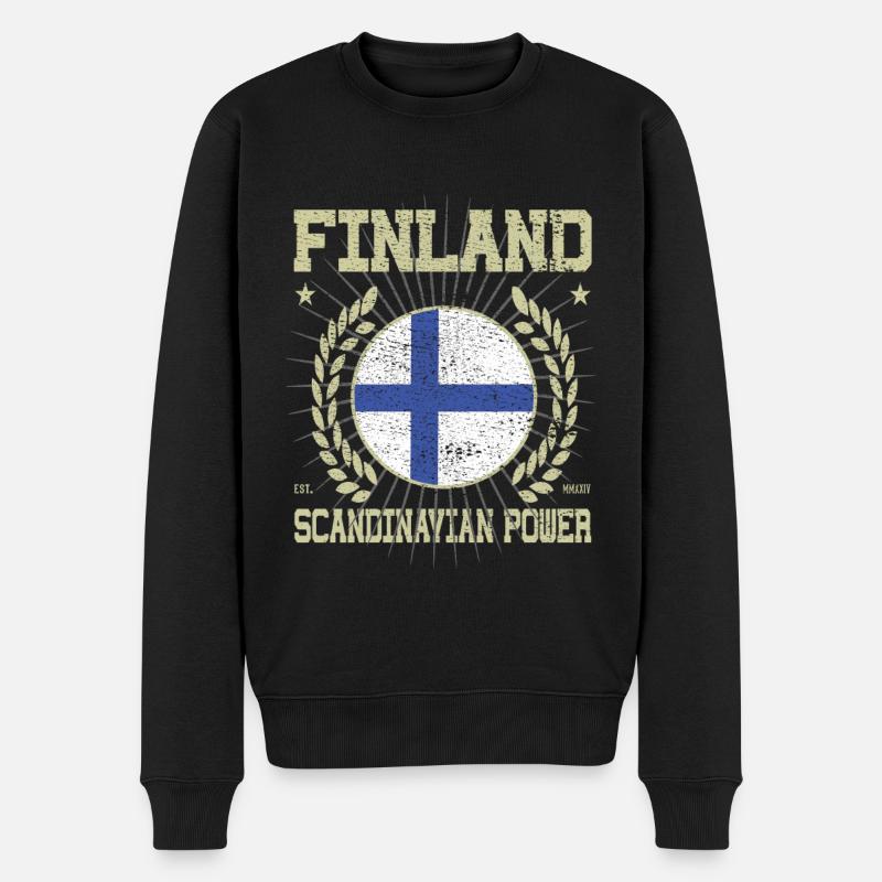 Cooles Finnland Design - Männer Premium Bio Pullover - Schwarz
