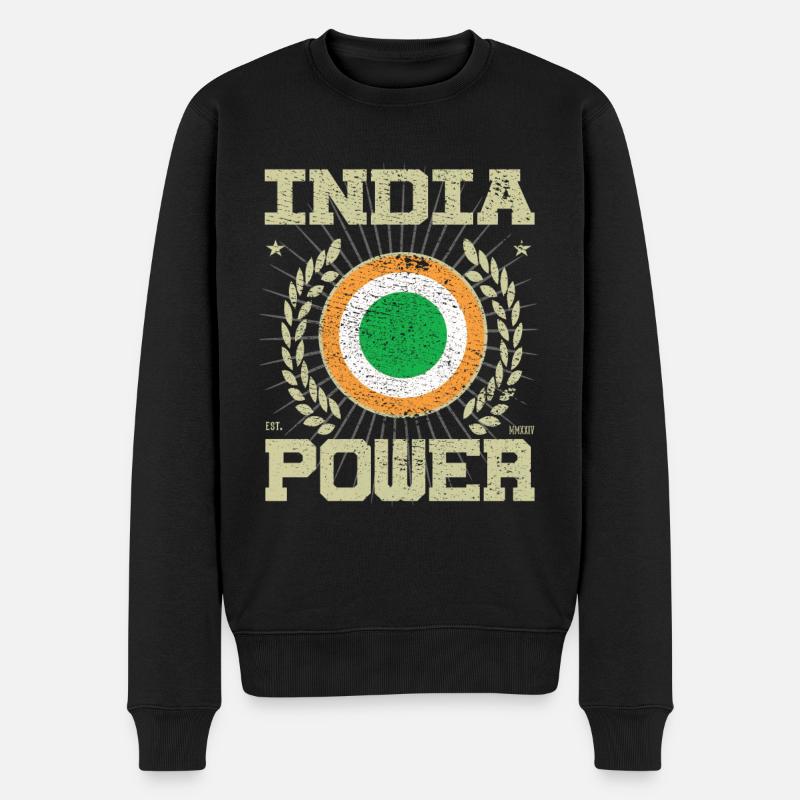 Cooles Indien Design - Männer Premium Bio Pullover - Schwarz