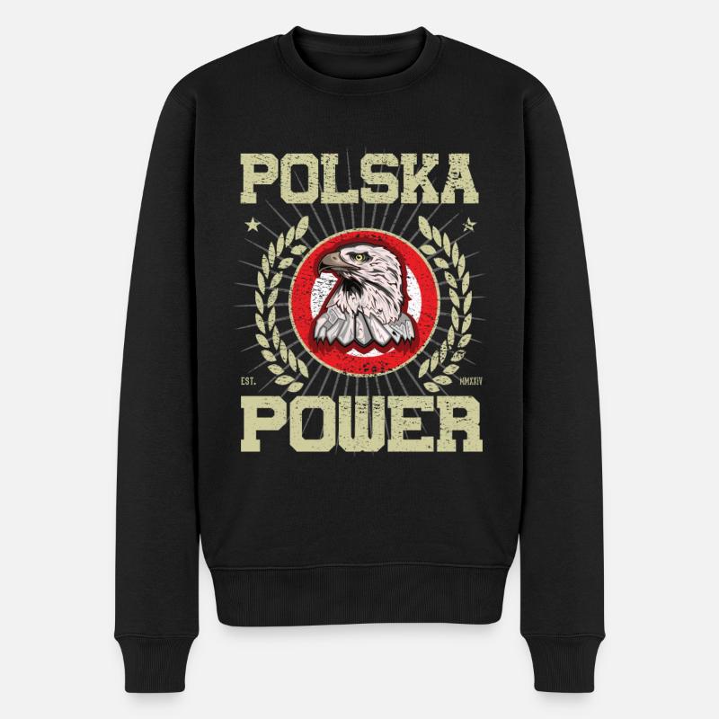 Cooles Polen Design - Männer Premium Bio Pullover - Schwarz