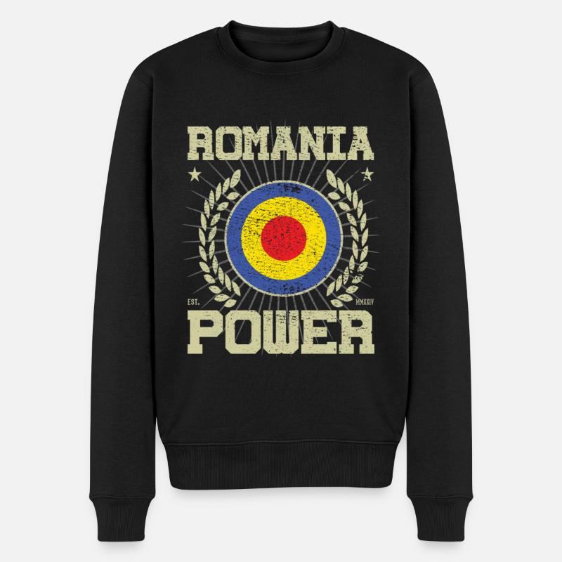 Cooles Rumänien Design - Männer Premium Bio Pullover - Schwarz