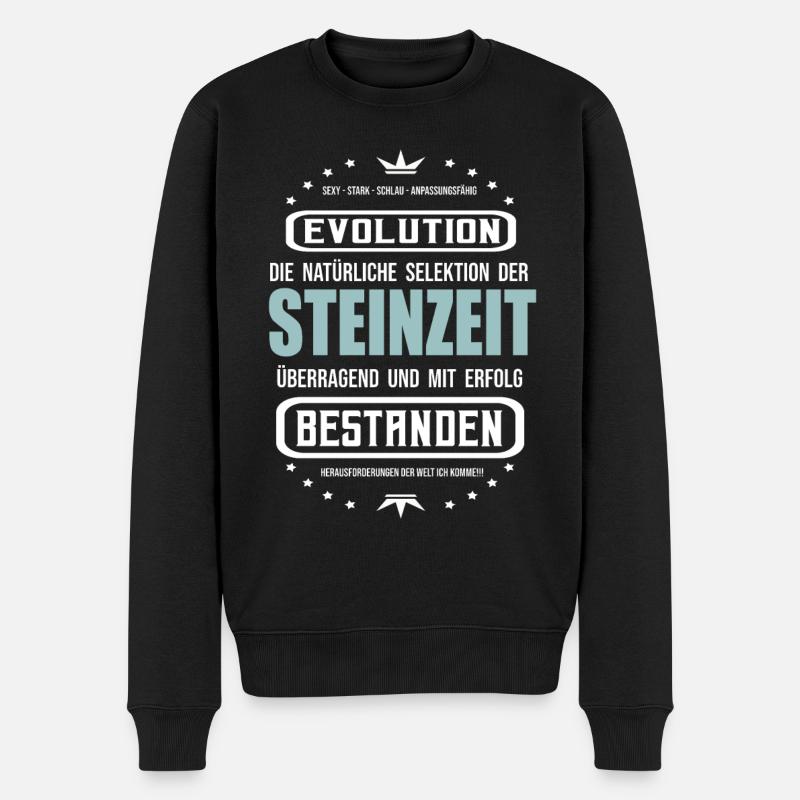 Die Steinzeit überragend und mit Erfolg bestanden - Männer Premium Bio Pullover - Schwarz
