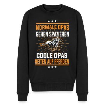 Coole Opas gehen reiten, Reitsport Opi Design - Männer Premium Bio Pullover - Schwarz - Vorne - Nico (187cm)