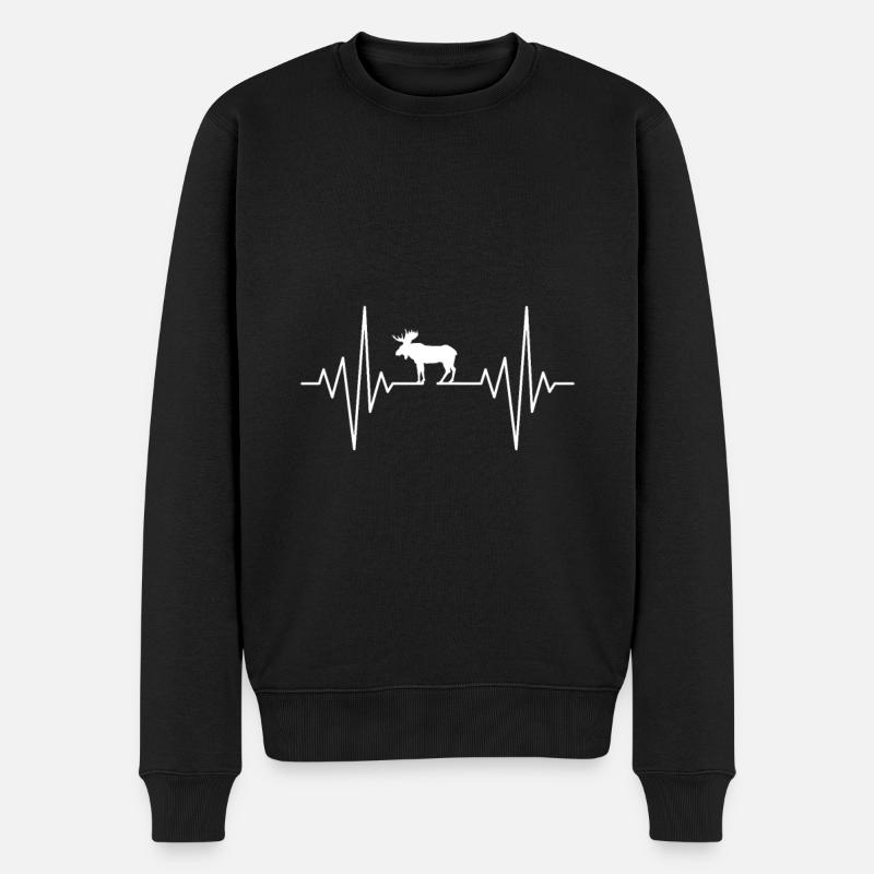 mein Herz schläft für Elch Design - Männer Premium Bio Pullover - Schwarz