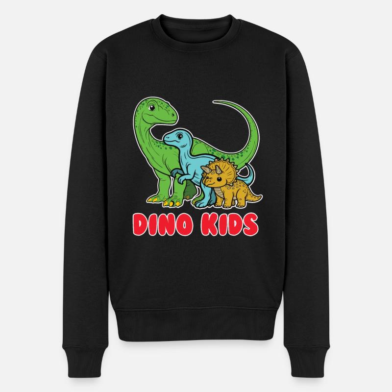 Dino Kids - Süßes Dinosaurier Design für Kinder - Männer Premium Bio Pullover - Schwarz