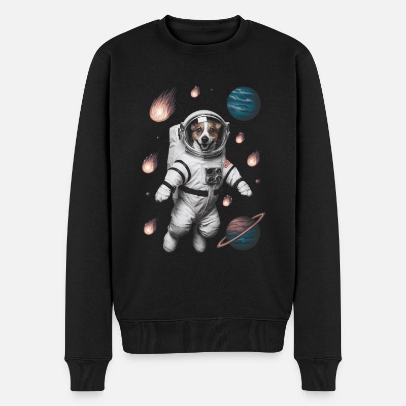 Abenteuer Weltraum Hund - Männer Premium Bio Pullover - Schwarz