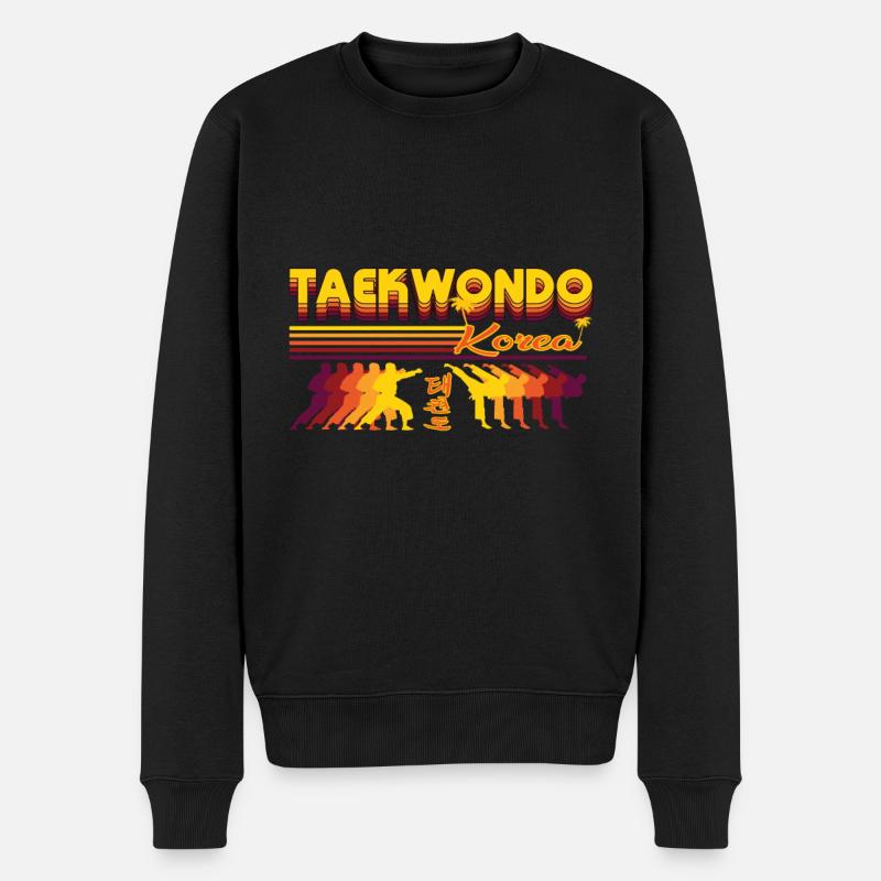 Cooles Retro Taekwondo Design - Männer Premium Bio Pullover - Schwarz