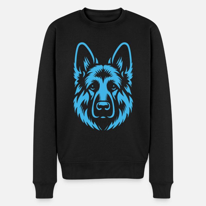 Schlichtes Blauer Schäferhund Design - Männer Premium Bio Pullover - Schwarz