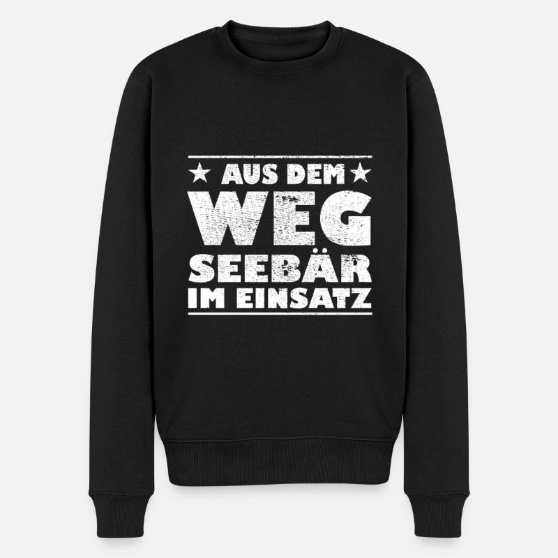 Aus dem Weg Seebär im Einsatz Design - Männer Premium Bio Pullover - Schwarz