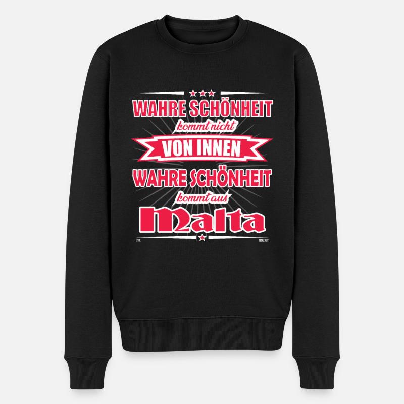 Wahre Schönheit kommt aus Malta Design - Männer Premium Bio Pullover - Schwarz