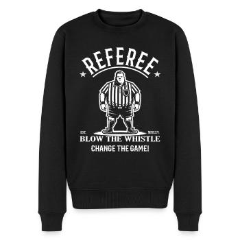 Referee – Blow the Whistle, Change the Game! - Männer Premium Bio Pullover - Schwarz - Vorne - Nico (187cm)