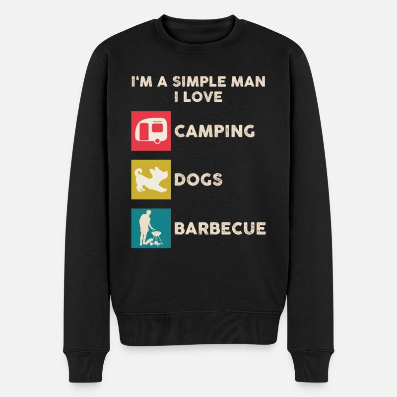 Camping Hund Grillen Männer - Männer Premium Bio Pullover - Schwarz