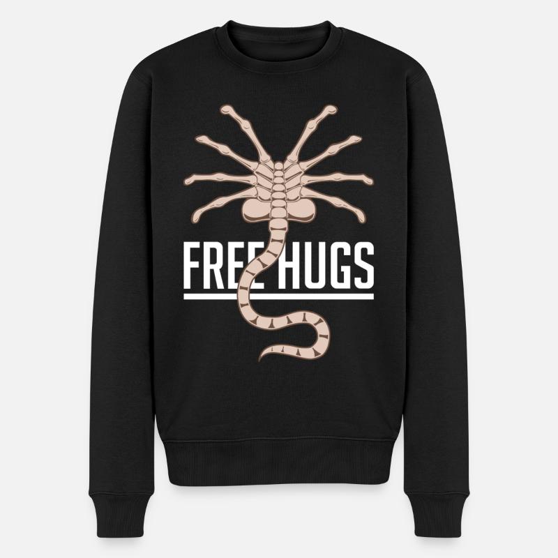 Kostenlose Hugs Aliens - Männer Premium Bio Pullover - Schwarz