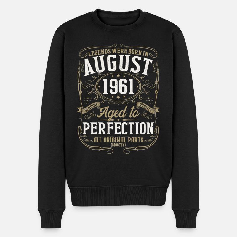 August 1961 geboren Vintage Retro Geburtstag - Männer Premium Bio Pullover - Schwarz
