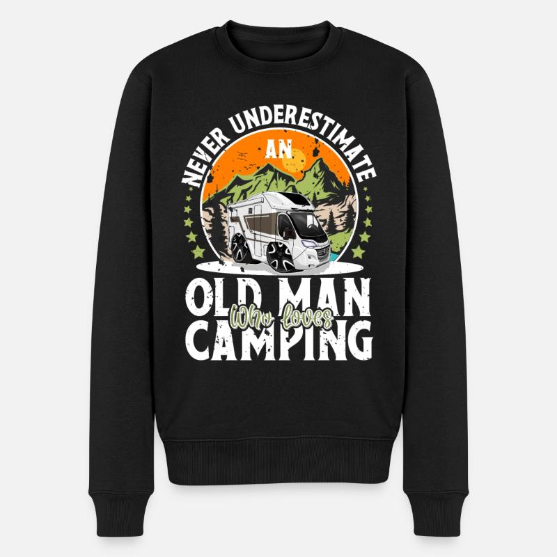 Camping Camper Campen - Männer Premium Bio Pullover - Schwarz