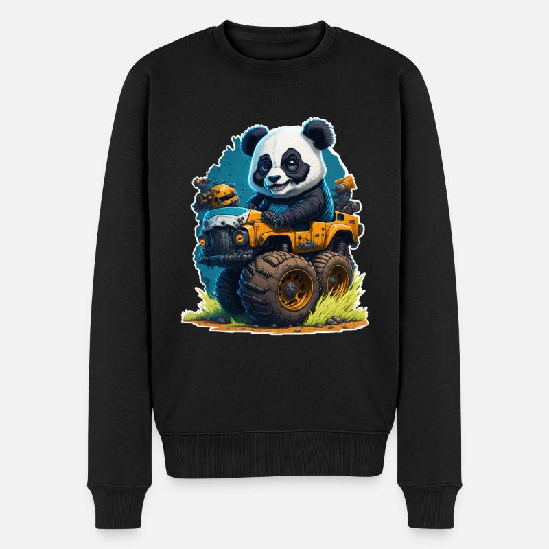 Panda - Männer Premium Bio Pullover - Schwarz