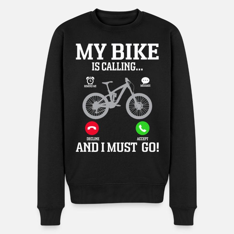 My Bike is calling and I must go - Männer Premium Bio Pullover - Schwarz