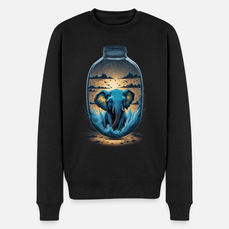 Elefant Flasche - Männer Premium Bio Pullover - Schwarz