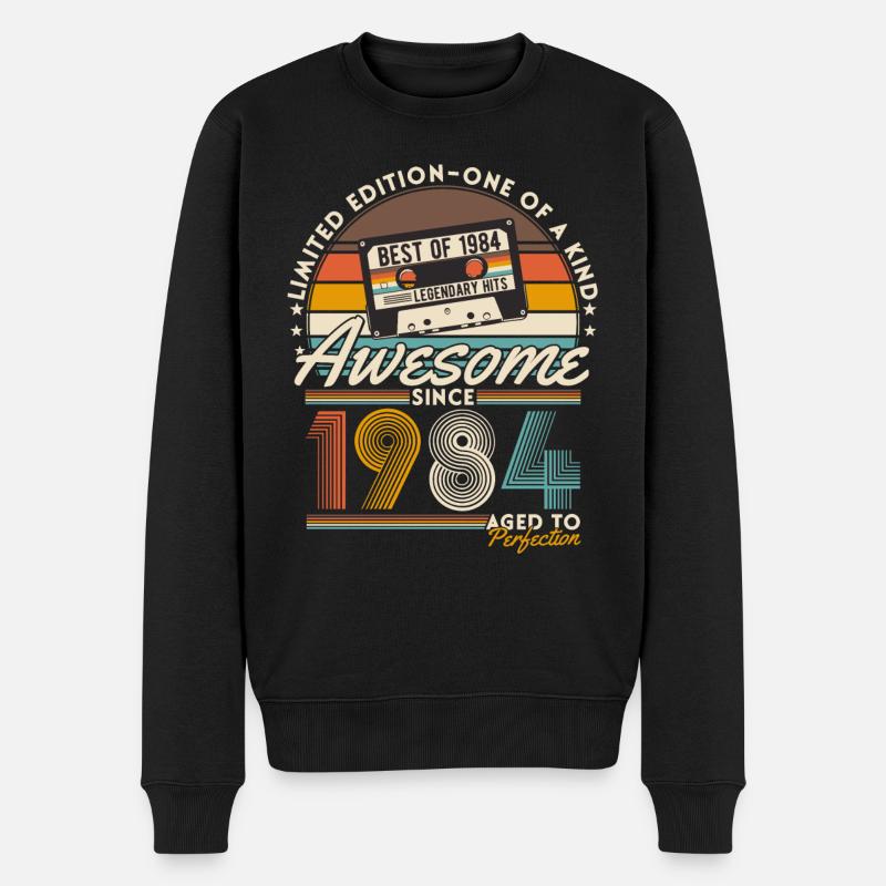 Original 1984 Jahrgang Vintage Geburtstag Retro - Männer Premium Bio Pullover - Schwarz