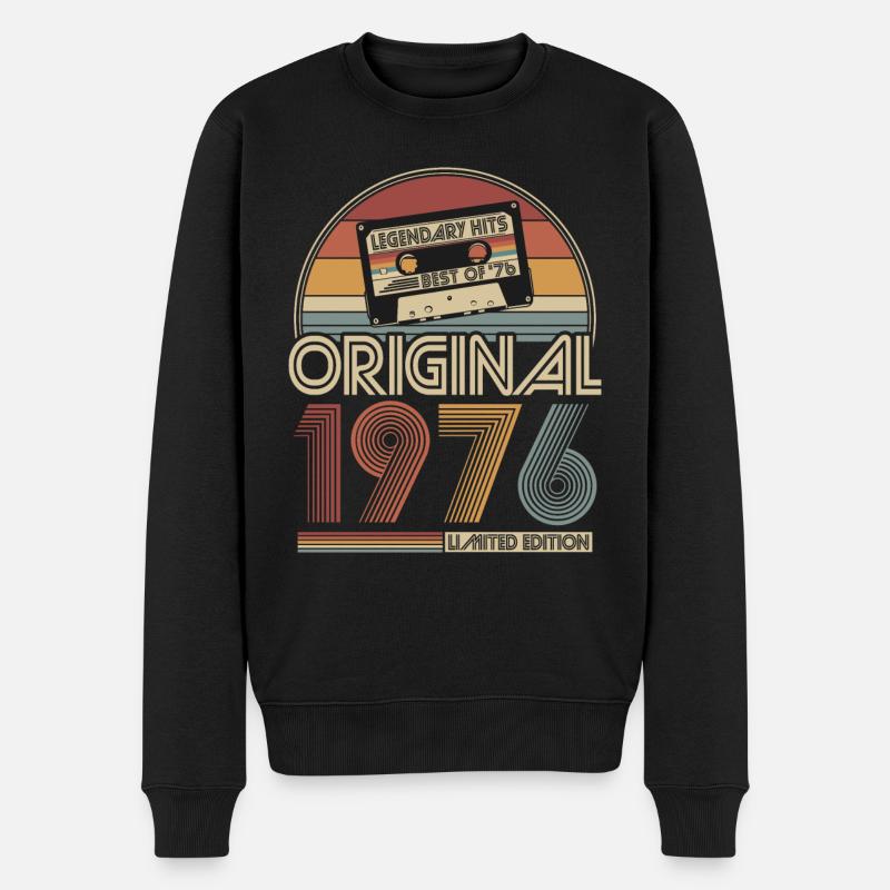 1976 Vintage Jahrgang Geburtstag Retro Geschenk - Männer Premium Bio Pullover - Schwarz