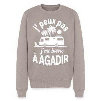 camping car agadir humour Retraite - Pull Premium bio Homme - taupe - Devant - Nico (187cm)