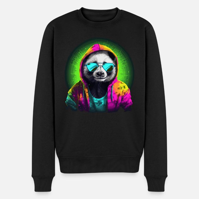 Pandabär Sonnenbrille Bambus Cooler Panda - Männer Premium Bio Pullover - Schwarz