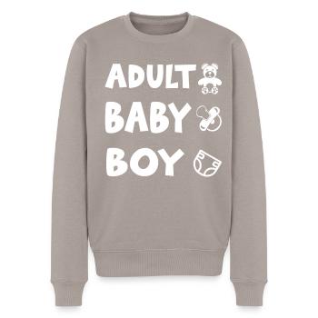 Adult Baby Boy Fetish Diaper Sucette Dicton - Pull Premium bio Homme - taupe - Devant - Nico (187cm)